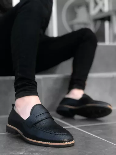 Mocasini barbati negri, tapla subtire, piele eco, comozi 12220 N1–1